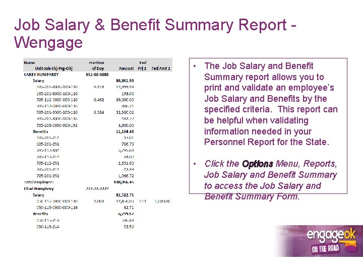 Job Salary & Benefit Summary Report Wengage • The Job Salary and Benefit Summary