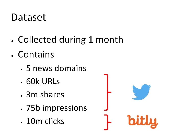 Dataset • • Collected during 1 month Contains • • • 5 news domains
