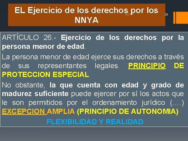 EL Ejercicio de los derechos por los NNYA 02: 41 29 ARTÍCULO 26. -