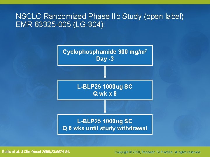 NSCLC Randomized Phase IIb Study (open label) EMR 63325 -005 (LG-304): Cyclophosphamide 300 mg/m NSCLC Randomized Phase IIb Study (open label) EMR 63325 -005 (LG-304): Cyclophosphamide 300 mg/m