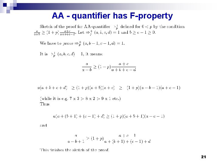 AA - quantifier has F-property 21 