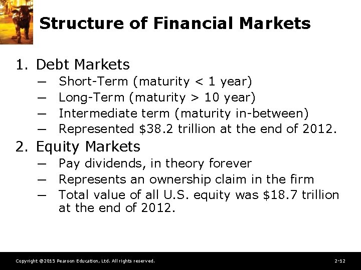 Structure of Financial Markets 1. Debt Markets ─ ─ Short-Term (maturity < 1 year)