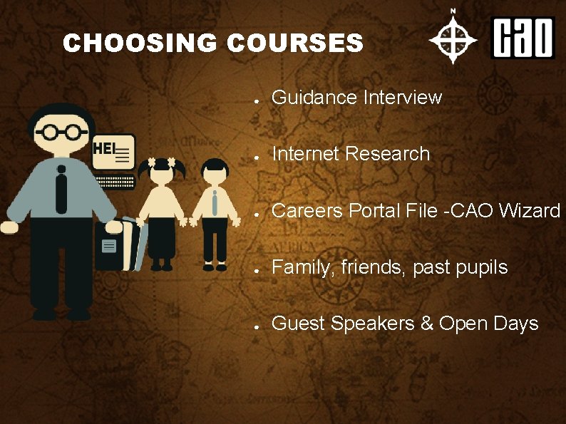 CHOOSING COURSES ● Guidance Interview ● Internet Research ● Careers Portal File -CAO Wizard