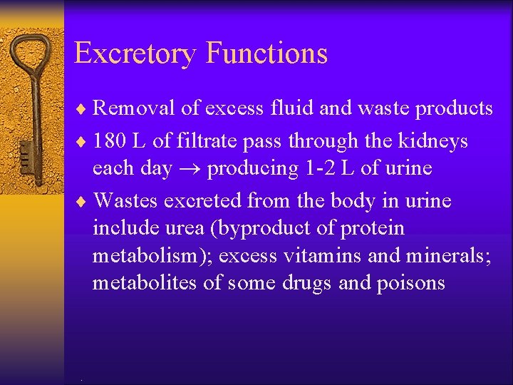 Excretory Functions ¨ Removal of excess fluid and waste products ¨ 180 L of