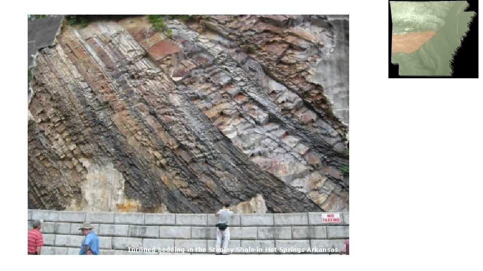 Inclined bedding in the Stanley Shale in Hot Springs Arkansas 