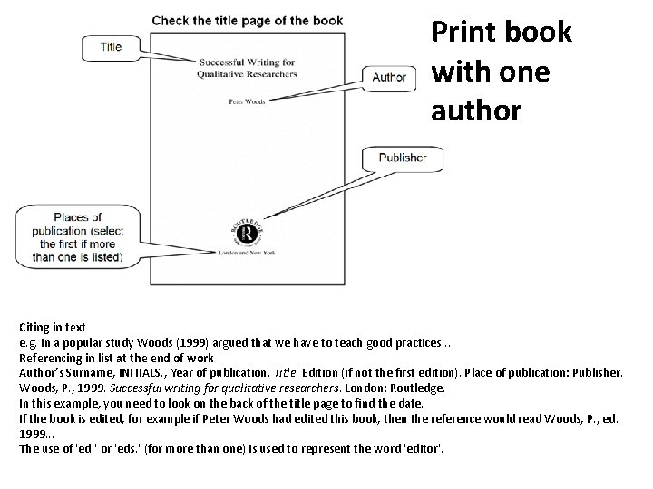 Print book with one author Citing in text e. g. In a popular study