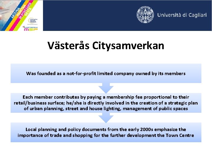 Västerås Citysamverkan Was founded as a not-for-profit limited company owned by its members Each
