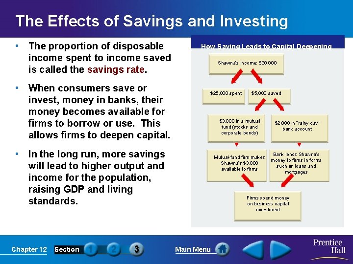 The Effects of Savings and Investing • The proportion of disposable income spent to