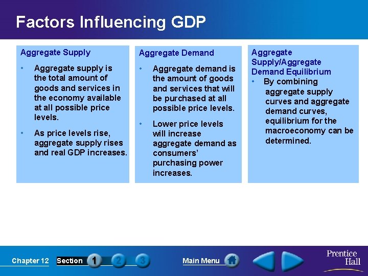 Factors Influencing GDP Aggregate Supply Aggregate Demand • • Aggregate demand is the amount