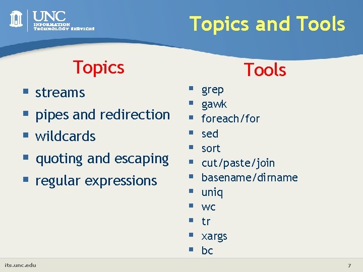 Linux Intermediate Text and File Processing ITS Research