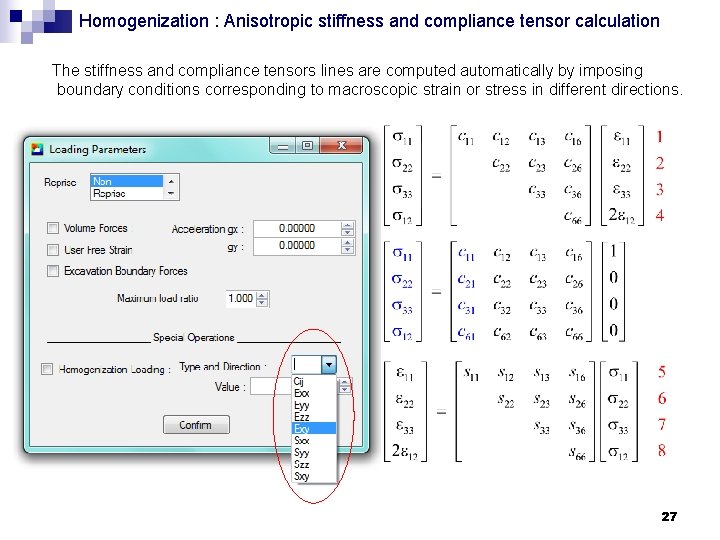 Homogenization : Anisotropic stiffness and compliance tensor calculation The stiffness and compliance tensors lines