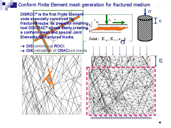 Conform Finite Element mesh generation for fractured medium DISROC® is the first Finite Element