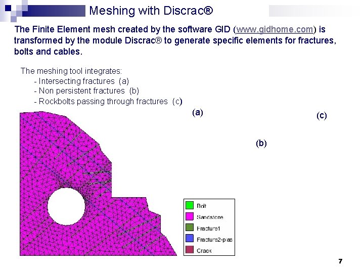 Meshing with Discrac® The Finite Element mesh created by the software GID (www. gidhome.