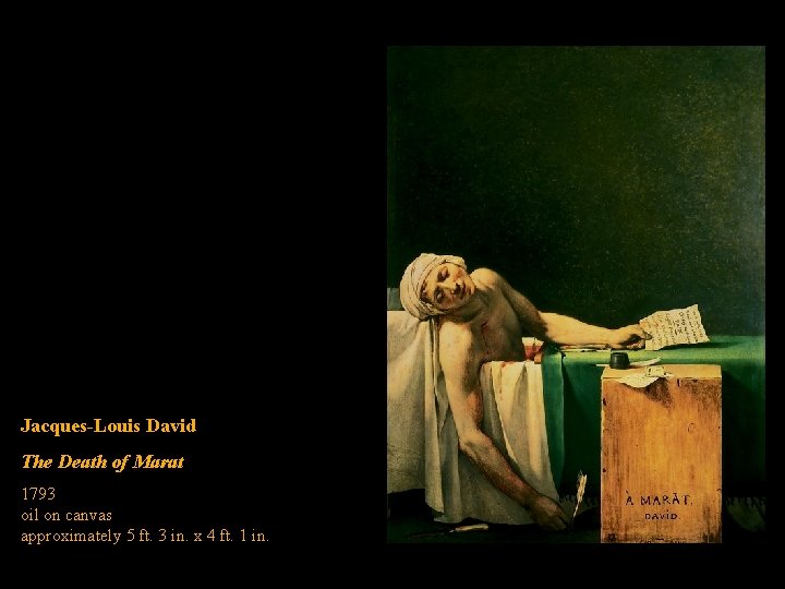 Jacques-Louis David The Death of Marat 1793 oil on canvas approximately 5 ft. 3