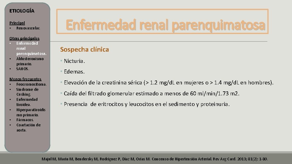 ETIOLOGÍA Enfermedad renal parenquimatosa Principal • Renovascular. Otras principales • Enfermedad renal parenquimatosa. • ETIOLOGÍA Enfermedad renal parenquimatosa Principal • Renovascular. Otras principales • Enfermedad renal parenquimatosa. •