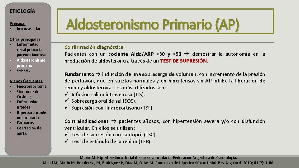 ETIOLOGÍA Aldosteronismo Primario (AP) Principal • Renovascular. Otras principales • Enfermedad renal primaria parenquimatosa. ETIOLOGÍA Aldosteronismo Primario (AP) Principal • Renovascular. Otras principales • Enfermedad renal primaria parenquimatosa.
