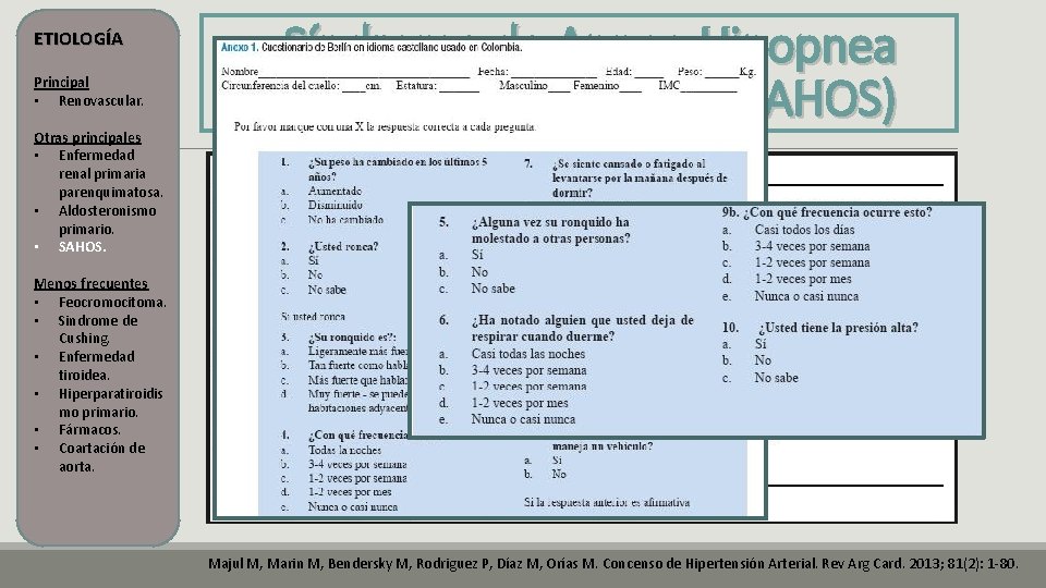ETIOLOGÍA Principal • Renovascular. Otras principales • Enfermedad renal primaria parenquimatosa. • Aldosteronismo primario. ETIOLOGÍA Principal • Renovascular. Otras principales • Enfermedad renal primaria parenquimatosa. • Aldosteronismo primario.