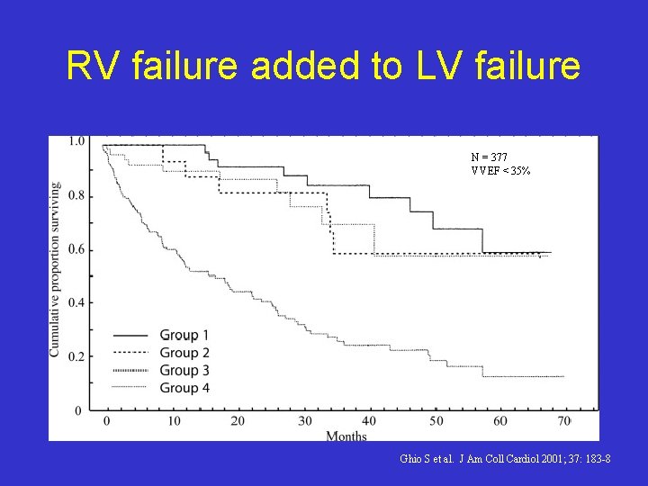 RV failure added to LV failure N = 377 VVEF < 35% Ghio S