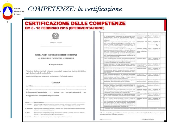 COMPETENZE: la certificazione 