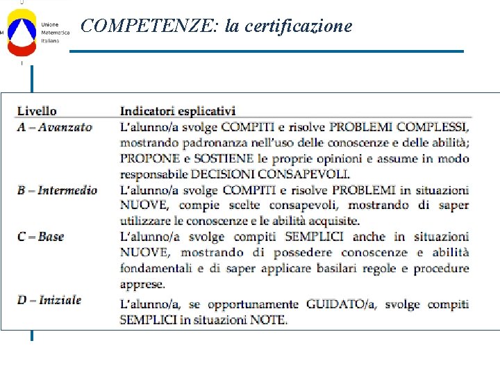 COMPETENZE: la certificazione 