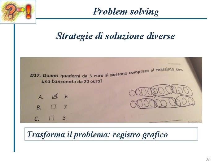 Problem solving Strategie di soluzione diverse Trasforma il problema: registro grafico 38 