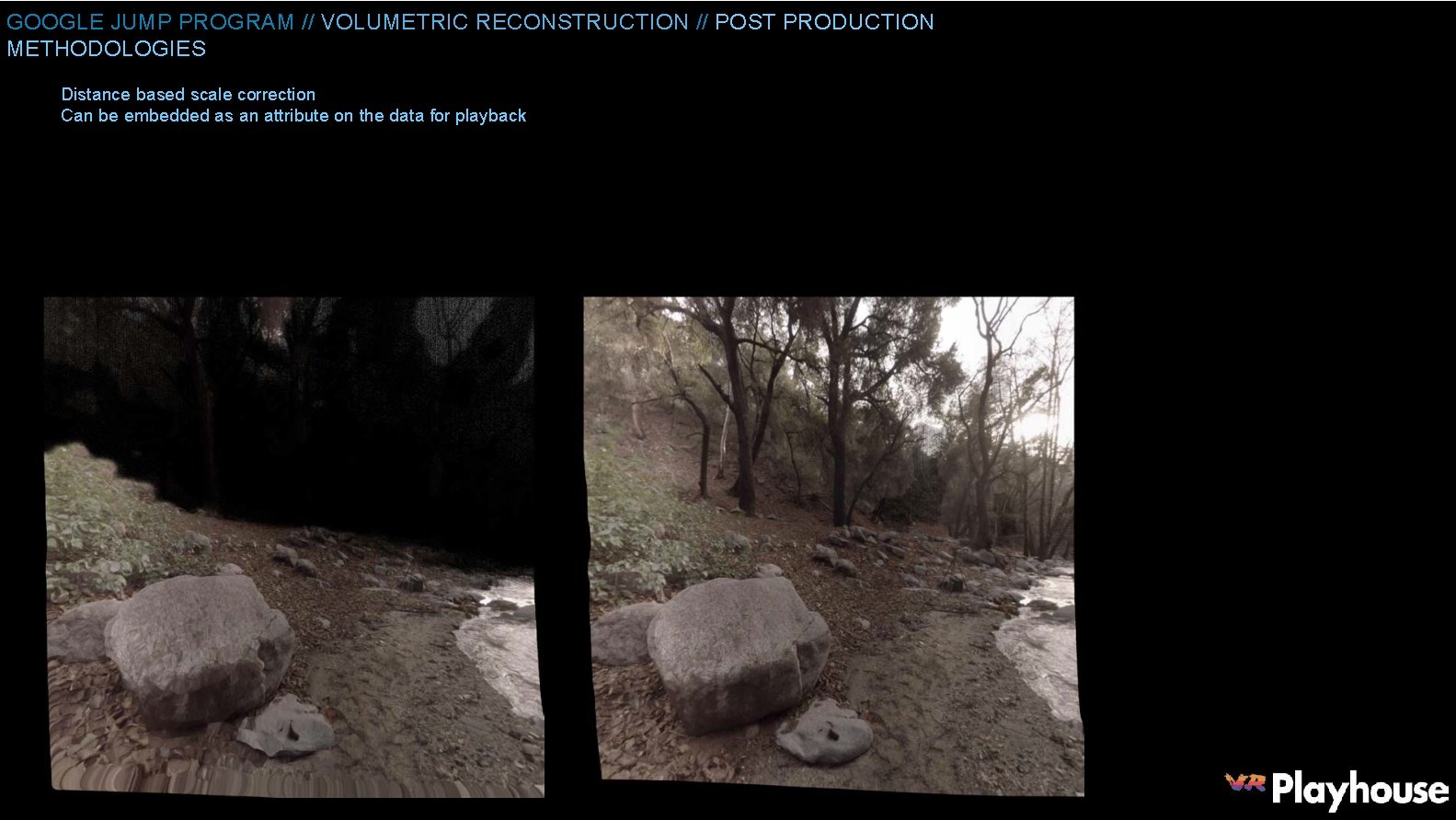 GOOGLE JUMP PROGRAM // VOLUMETRIC RECONSTRUCTION // POST PRODUCTION METHODOLOGIES Distance based scale correction