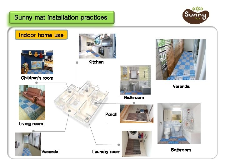 Sunny mat installation practices Indoor home use Kitchen Children's room Veranda ■ 최근 에너지