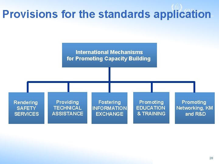 Provisions for the standards application International Mechanisms for Promoting Capacity Building Rendering SAFETY SERVICES