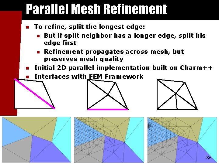 Parallel Mesh Refinement n n n To refine, split the longest edge: n But