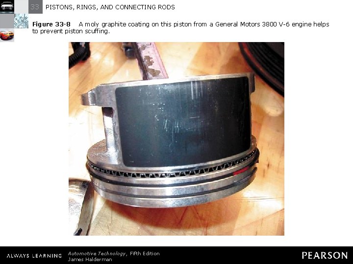 33 PISTONS, RINGS, AND CONNECTING RODS Figure 33 -8 A moly graphite coating on