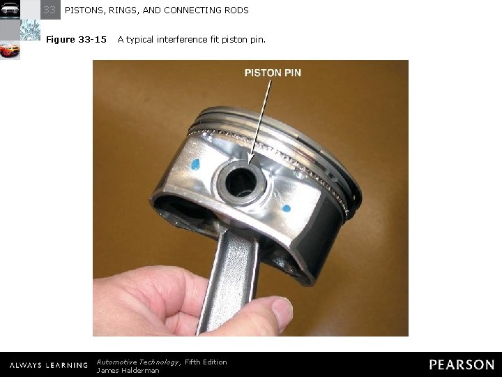 33 PISTONS, RINGS, AND CONNECTING RODS Figure 33 -15 A typical interference fit piston