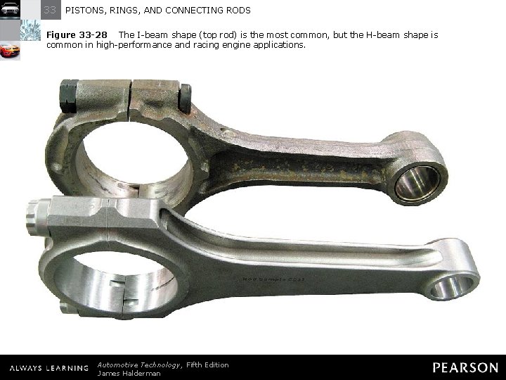 33 PISTONS, RINGS, AND CONNECTING RODS Figure 33 -28 The I-beam shape (top rod)