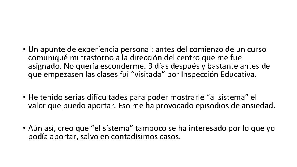 • Un apunte de experiencia personal: antes del comienzo de un curso comuniqué • Un apunte de experiencia personal: antes del comienzo de un curso comuniqué