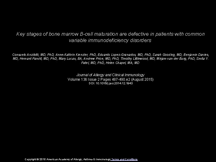 Key stages of bone marrow B-cell maturation are defective in patients with common variable
