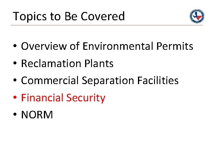 Topics to Be Covered • • • Overview of Environmental Permits Reclamation Plants Commercial