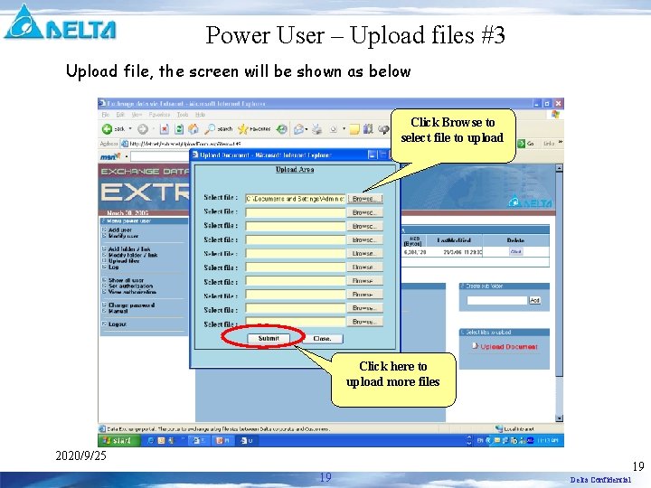 Power User – Upload files #3 Upload file, the screen will be shown as