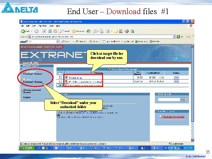 End User – Download files #1 Click at target file for download one by