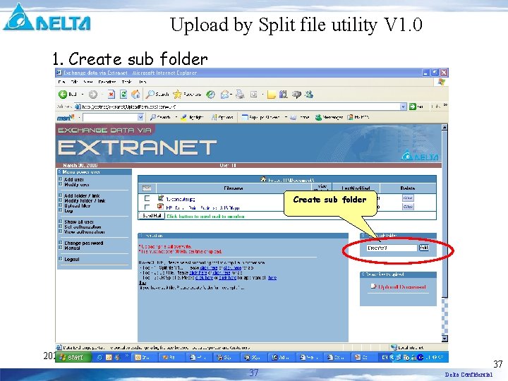 Upload by Split file utility V 1. 0 1. Create sub folder 2020/9/25 37