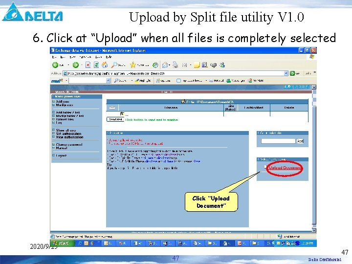 Upload by Split file utility V 1. 0 6. Click at “Upload” when all Upload by Split file utility V 1. 0 6. Click at “Upload” when all