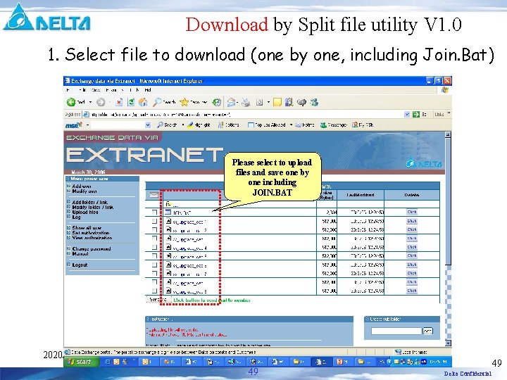 Download by Split file utility V 1. 0 1. Select file to download (one