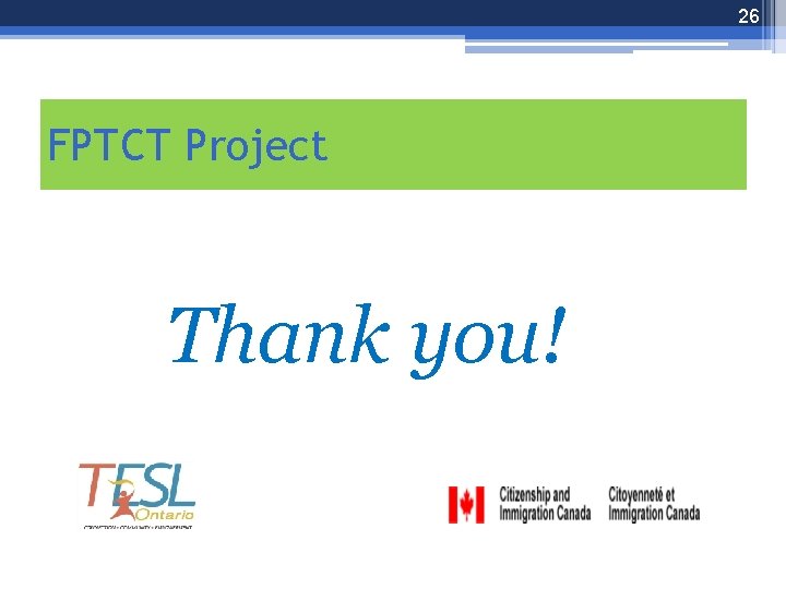 26 FPTCT Project Thank you! 
