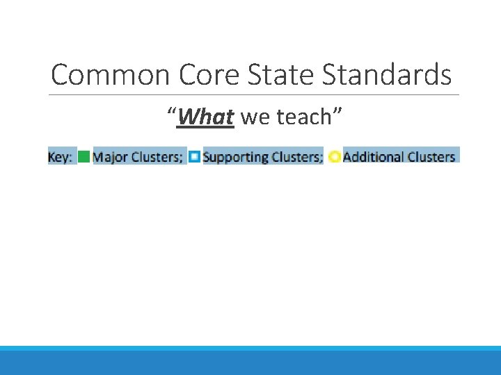 Common Core State Standards “What we teach” 