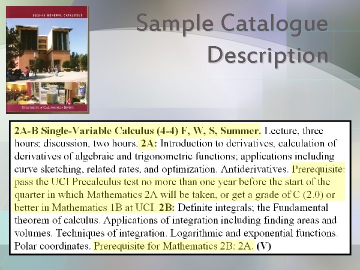 Sample Catalogue Description 