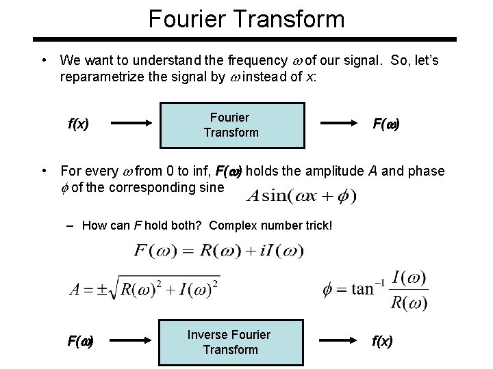 Fourier Transform Fourier Transform We Want To Understand