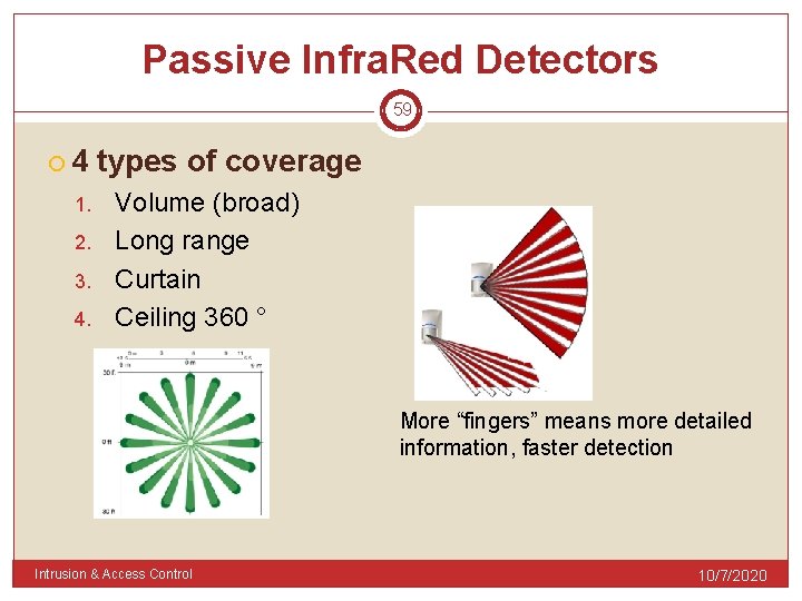 Passive Infra. Red Detectors 59 4 1. 2. 3. 4. types of coverage Volume