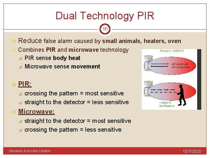 Dual Technology PIR 66 Reduce false alarm caused by small animals, heaters, oven Combines