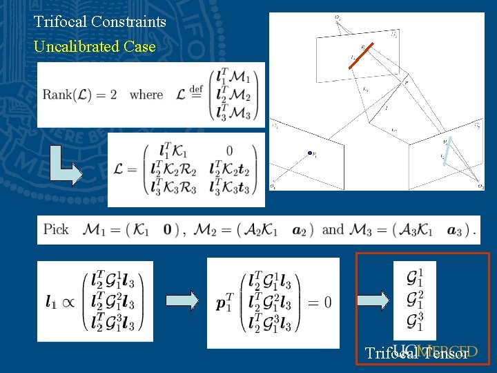 Trifocal Constraints Uncalibrated Case Trifocal Tensor 