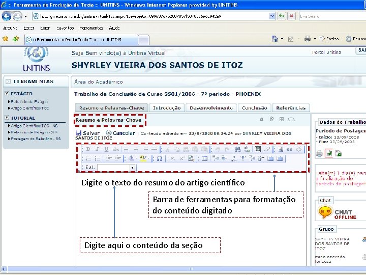 Digite o texto do resumo do artigo científico Barra de ferramentas para formatação do