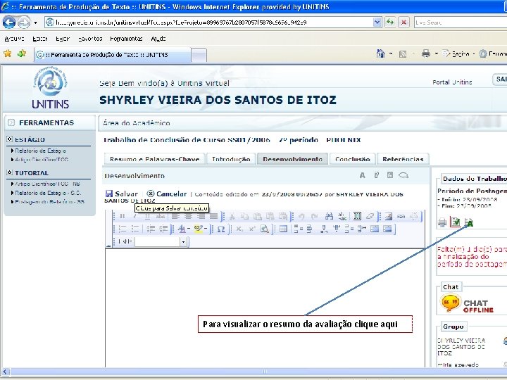 Para visualizar o resumo da avaliação clique aqui 
