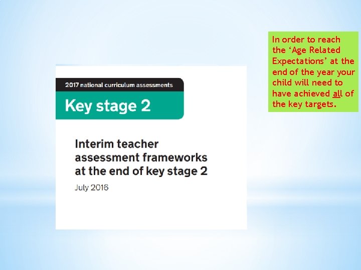 In order to reach the ‘Age Related Expectations’ at the end of the year
